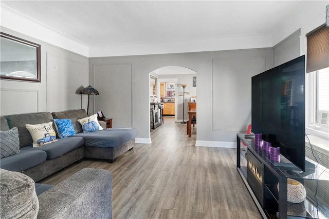 living room featuring hardwood / wood-style flooring