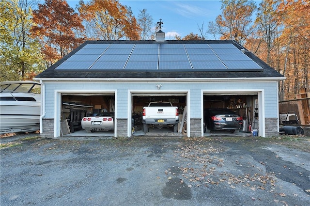 garage with solar panels