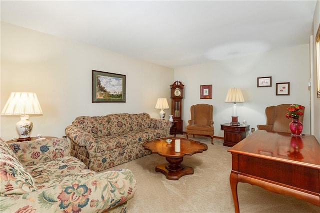 living room featuring carpet flooring