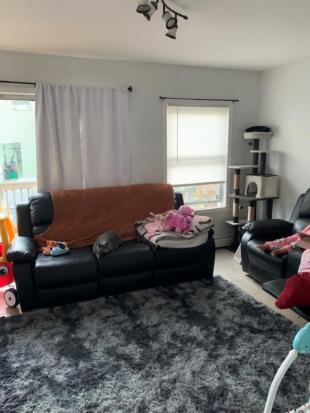 view of tiled living room