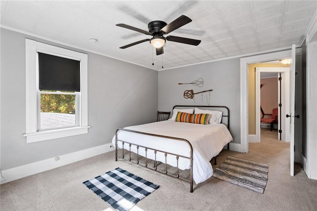 bedroom featuring carpet flooring and ceiling fan