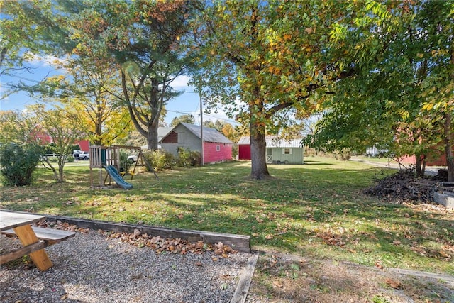 view of yard featuring a playground