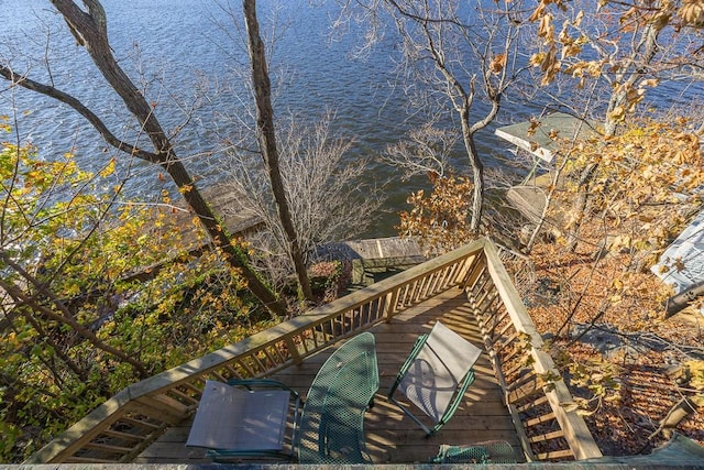 deck with a water view