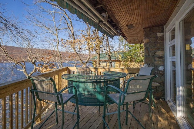 deck with a mountain view