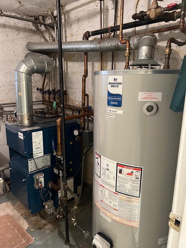 utility room with water heater