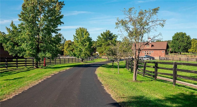 view of road featuring a rural view