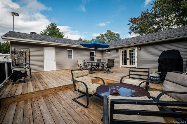 deck featuring french doors