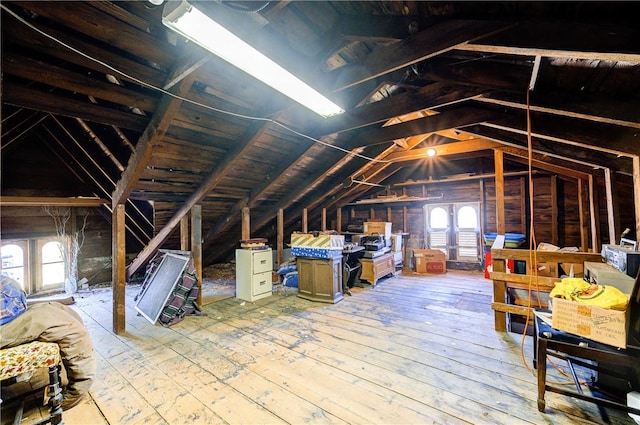 view of unfinished attic