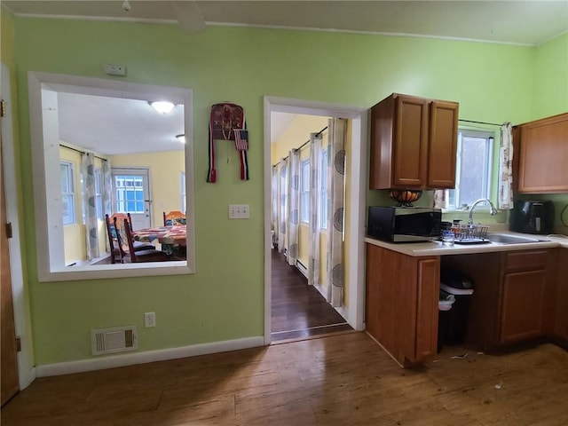 kitchen with sink and dark wood-type flooring