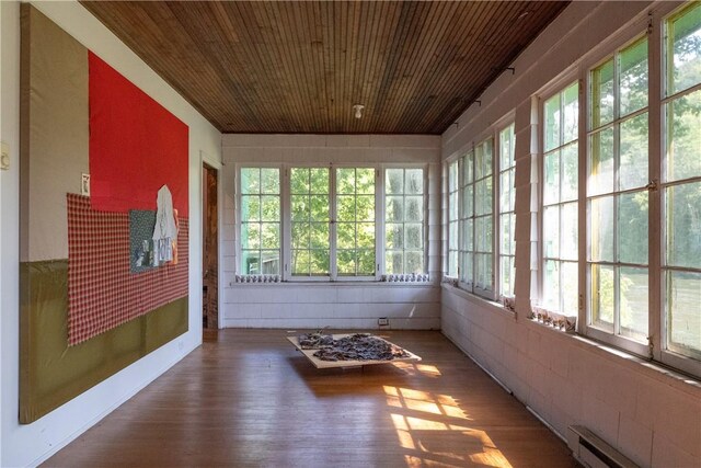 24921 State Highway 97, Hancock, NY 13783 - unfurnished sunroom with baseboard heating and wood ceiling