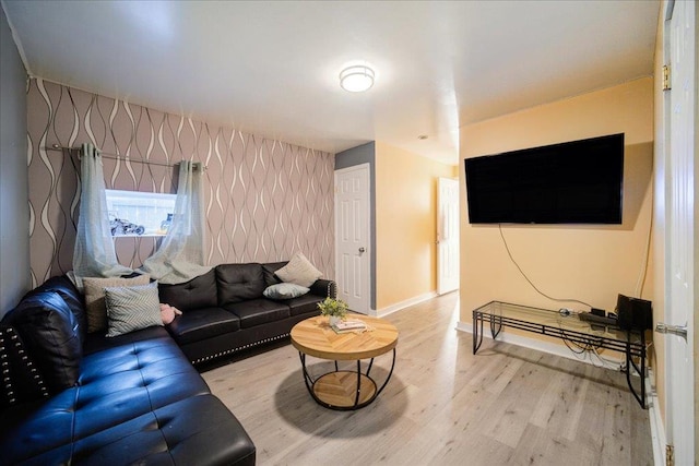 living room with light wood-type flooring