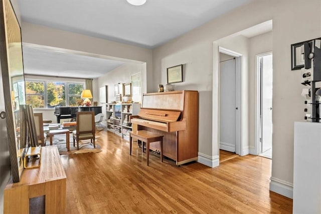 misc room with light hardwood / wood-style flooring