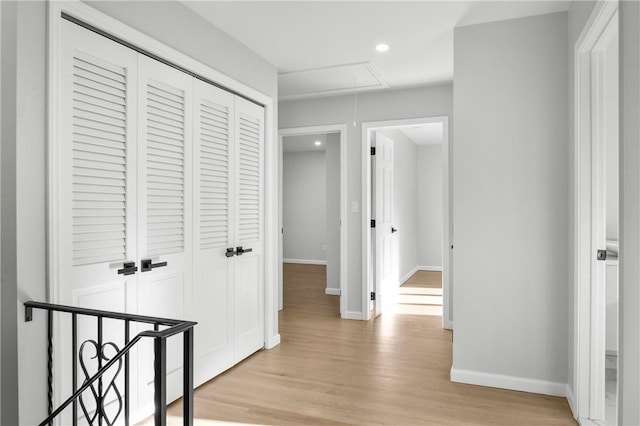 hallway featuring light wood-type flooring