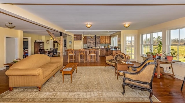 living room with hardwood / wood-style floors