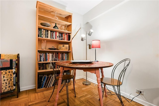 sitting room with parquet floors