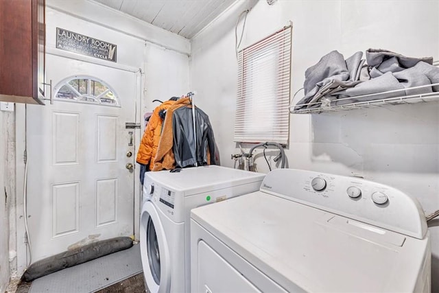 laundry area featuring washing machine and dryer