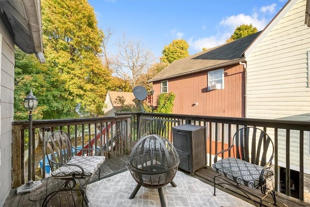 deck with a fire pit