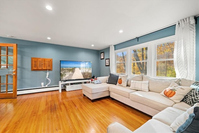 living room featuring light hardwood / wood-style floors