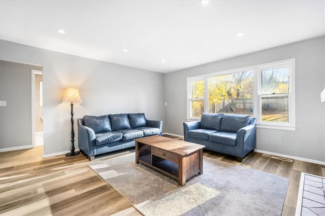 living room featuring light hardwood / wood-style flooring