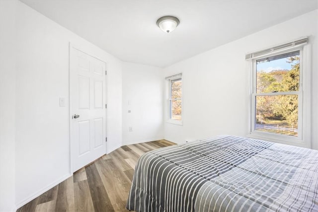 bedroom with wood-type flooring