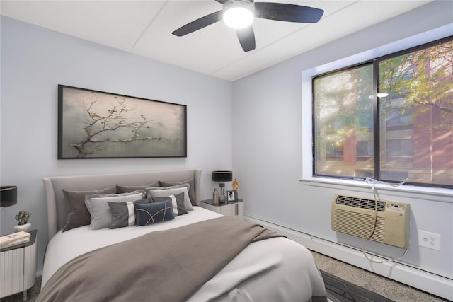 bedroom featuring ceiling fan and multiple windows