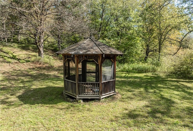 view of yard featuring a gazebo