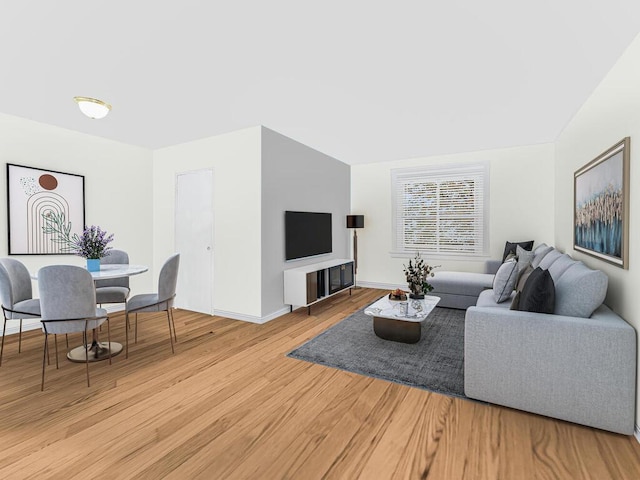 living room with hardwood / wood-style flooring