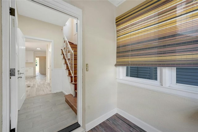 interior space with hardwood / wood-style floors