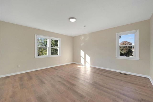 unfurnished room featuring light hardwood / wood-style flooring and a healthy amount of sunlight