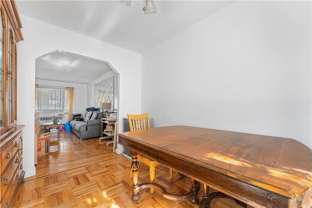 interior space featuring light parquet floors