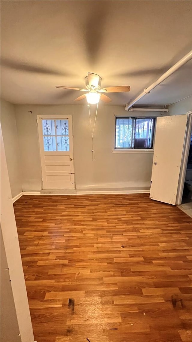 foyer entrance featuring light wood-type flooring, plenty of natural light, and ceiling fan