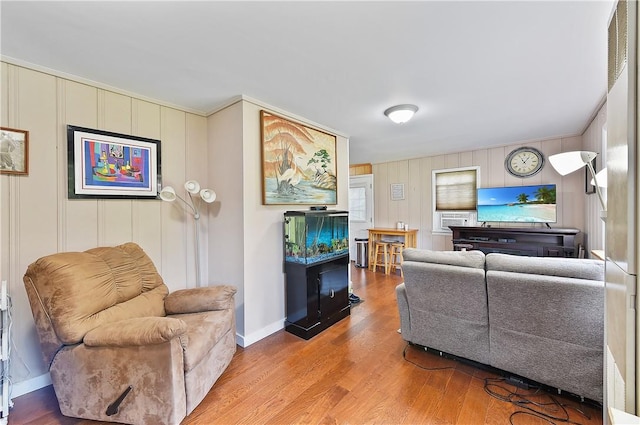 living room with hardwood / wood-style floors