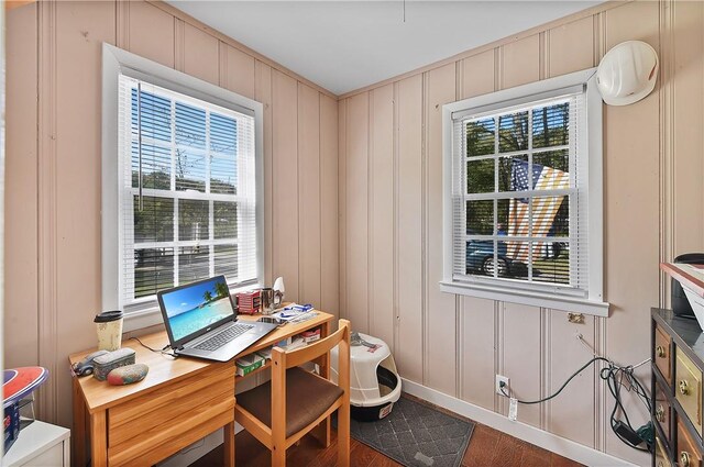 office space featuring hardwood / wood-style flooring and a wealth of natural light