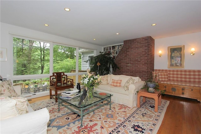 living room with hardwood / wood-style flooring