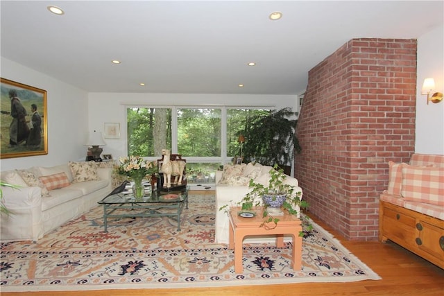 living room with light wood-type flooring