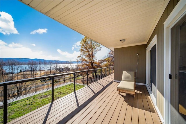 balcony featuring a mountain view