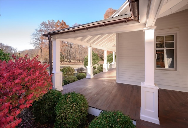 wooden deck featuring covered porch