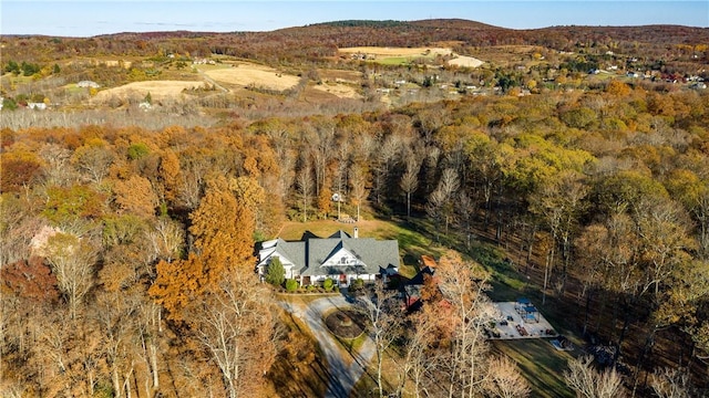 birds eye view of property with a mountain view