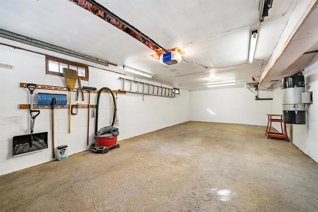 garage with a garage door opener