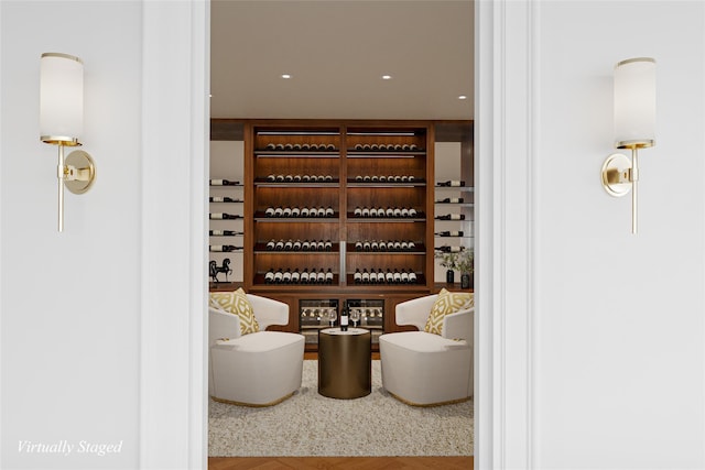 view of wine cellar