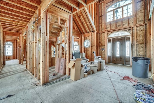 miscellaneous room featuring vaulted ceiling and a wealth of natural light