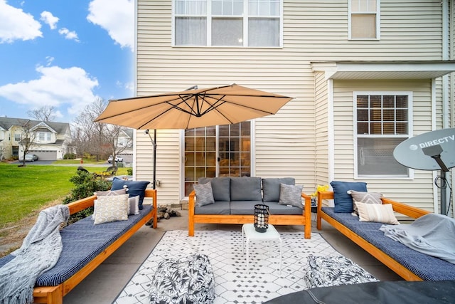 view of patio / terrace featuring an outdoor living space