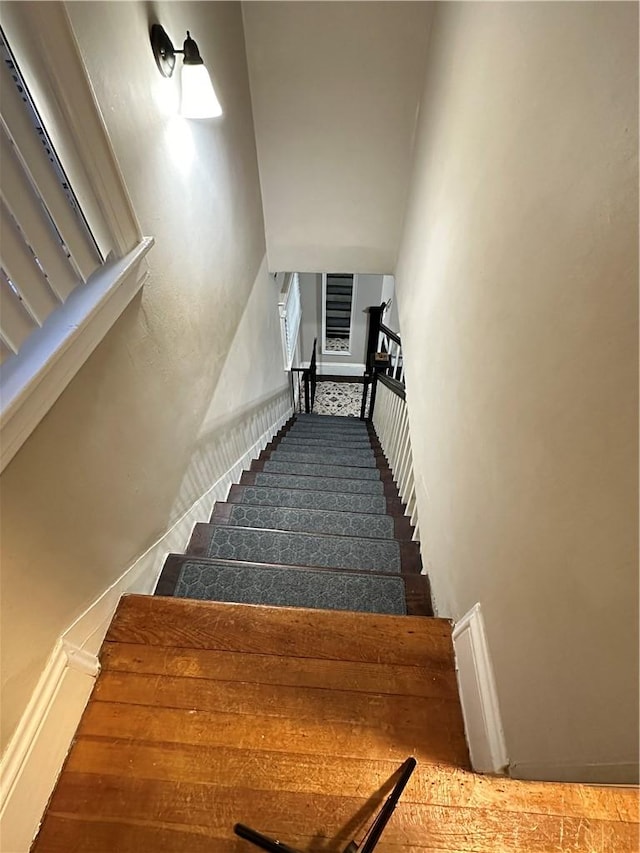 stairs with wooden walls