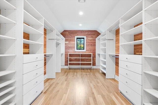 spacious closet featuring light wood-type flooring