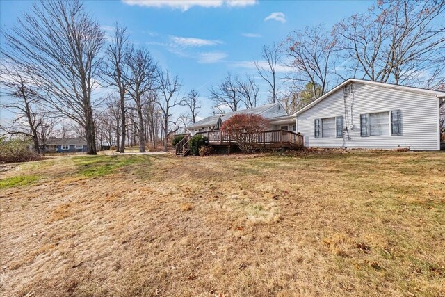 view of yard featuring a deck