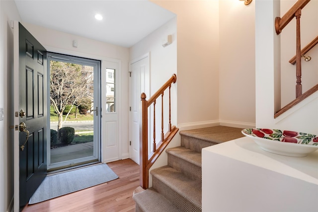 entrance foyer with light hardwood / wood-style floors