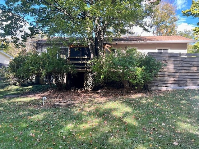 view of yard featuring a deck