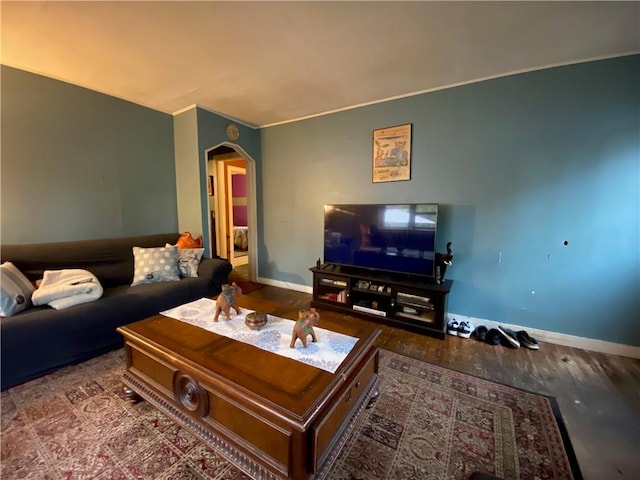 living room featuring wood-type flooring