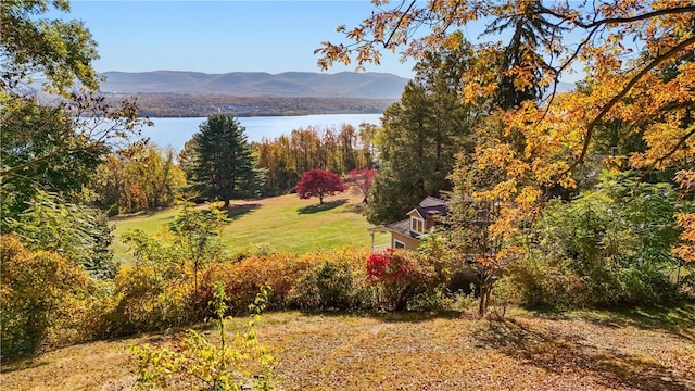 property view of mountains featuring a water view