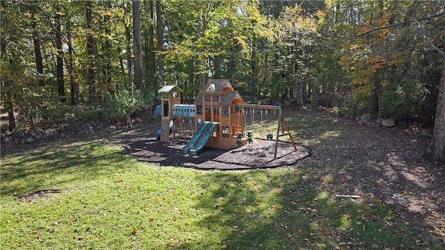 view of yard with a playground